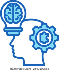 Logical Thinking Icon Blue Vector Illustration