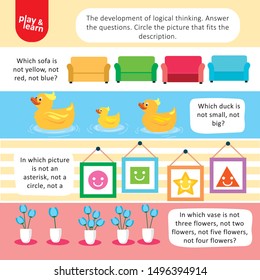 Logical Thinking Kid Game Printable Worksheet Vector