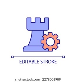 Logical thinking skill RGB color icon. Solving problem. Chess strategy. Rational thought. Analytical game. Isolated vector illustration. Simple filled line drawing. Editable stroke. Arial font used