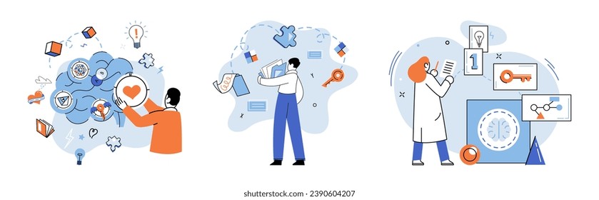 Logical thinking. Vector illustration. It is act challenging assumptions and seeking deeper understanding By asking thoughtful questions, we cuncover hidden insights and expose flaws in reasoning