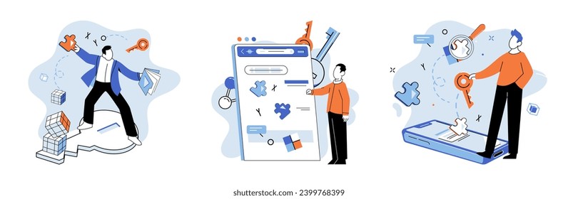 Logical thinking. Vector illustration. Contemplation provides us with mental clarity necessary to make reasoned judgments and consider alternative perspectives It is through contemplation logical