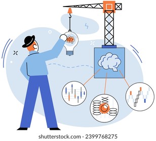 Logical thinking. Vector illustration. Logical thinking is metaphorical journey through corridors mind, where reason and analysis guide our thoughts Education is key unlocks door to logical thinking