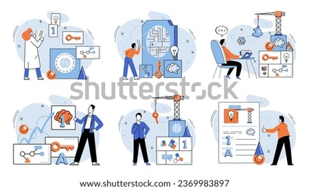 Logical thinking. Vector illustration. It motivates us to delve deeper into realms logical thinking, pushing boundaries what is possible Awareness is pillar logical thinking It involves being mindful