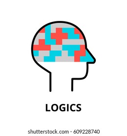 Logics icon, flat thin line vector illustration, for graphic and web design.