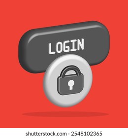 Login 3D icon. Web buttons concept. For sign, symbol, presentation, element, infographic or web graphics. Vector 3D Illustration.
