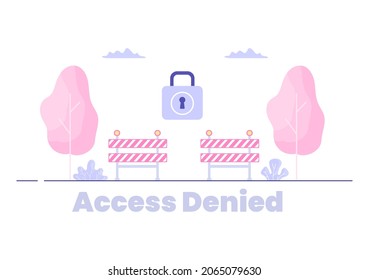 Login Access Denied Vector Illustration. System Refuses Password, Error and Entry to Computer Device Showing user does not have Permission for Website or Mobile Development