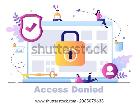 Login Access Denied Vector Illustration. System Refuses Password, Error and Entry to Computer Device Showing user does not have Permission for Website or Mobile Development
