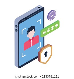 A login access icon in isometric design 


