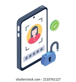 A login access icon in isometric design 

