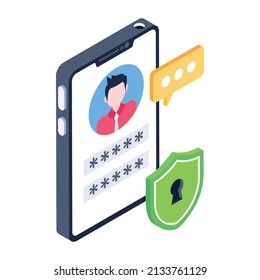 A login access icon in isometric design 

