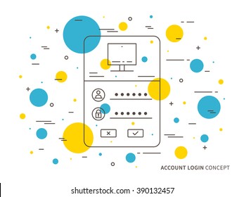 Login access webpage vector illustration. Sign up (log in, sign in) interface technology creative concept. Registration, submit form (frame, box) graphic design.