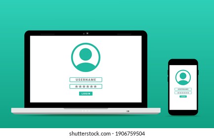 Login to account. Password security access on laptop. Verification code. Private authorization sign. Authentication login from system. Illustration vector