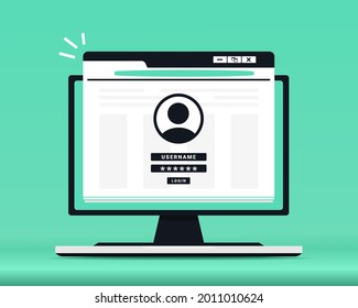 Login to account. Password security access on computer. Verification code. Authentication login from system. Illustration vector