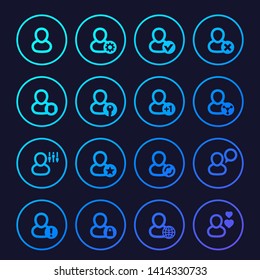 login, account settings, user icons set