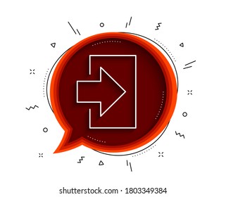 Login arrow line icon. Chat bubble with shadow. Sign in symbol. Navigation pointer. Thin line login icon. Vector