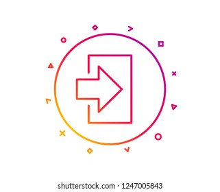 Login arrow line icon. Sign in symbol. Navigation pointer. Gradient pattern line button. Login icon design. Geometric shapes. Vector