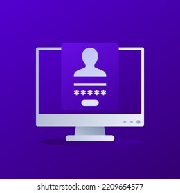 login, authentication and password access vector illustration