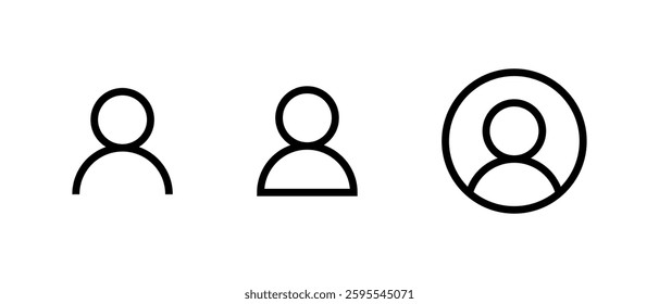 Login avatar outline icon set. Default profile sign. User account symbol