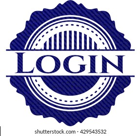 Login badge with denim texture