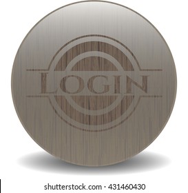 Login badge with wood background