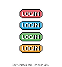 botón de inicio de sesión de texto de 8 bits de inicio de sesión Pixel art de 8 bits para juego 