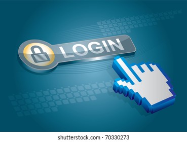 Login button - with abstract hand illustration