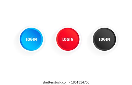 Login button icon set. Can be used for website, mobile app. Vector on isolated white background. EPS 10