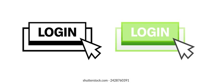 Login button icons. Linear and flat style. Vector icons