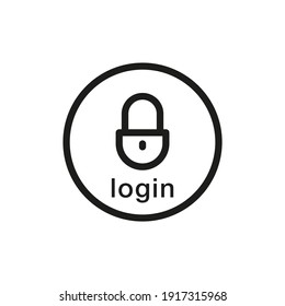 Login button with padlock symbol. Account sign in icon.