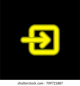 Login Button yellow glowing neon ui ux icon. Glowing sign logo vector