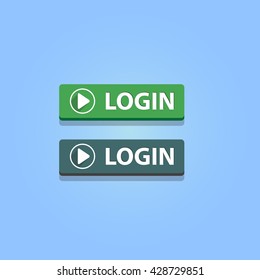 Login buttons on blue background. Vector illustration. Green and gray colors.