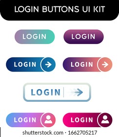 Login Buttons UI Kit Web Abstract Set User Interface