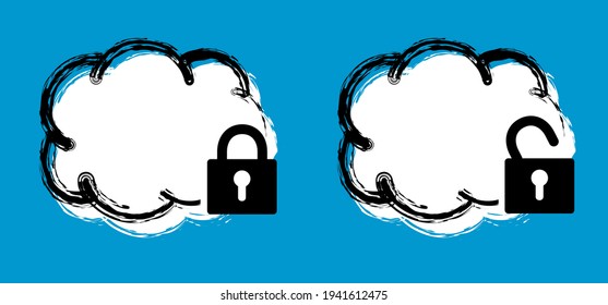 Login. Cloud security. Download or upload. open or close padlock. Lock or unlock. Data network security, Server, computer clouds. Key cloud Computing storage. Cyber, hacker, criminal, crime. Copyright