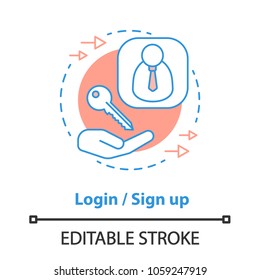 Login concept icon. Authorisation idea thin line illustration. User's account. Vector isolated outline drawing. Editable stroke