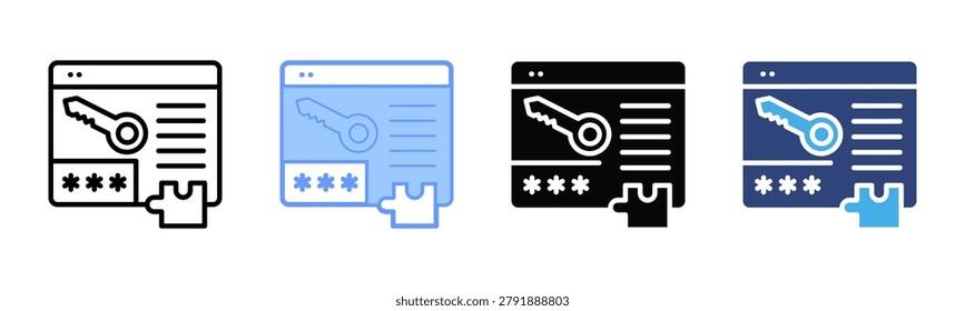 Login Credentials icon set multiple style collection