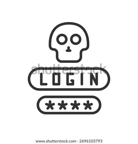 Login danger icon in line design. login, danger, skull, password, security, cyber, access on white background vector. Login danger editable stroke icon