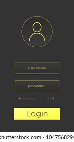 login, design of a login page, for mobile phone screens 16:9