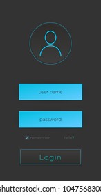 login, design of a login page, for mobile phone screens 16:9