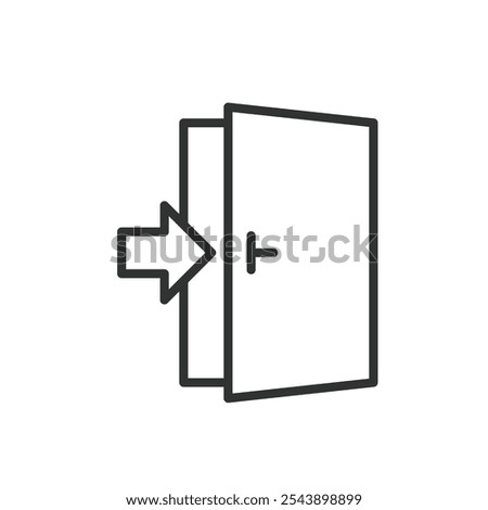 Login door, icon in line design. Login, door, access, entry, unlock, password, security on white background vector. Login door editable stroke icon