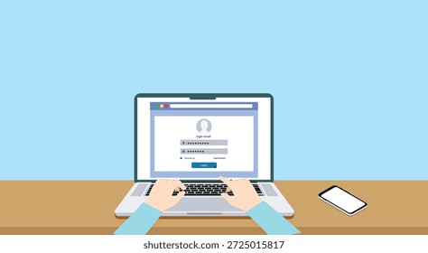 login email page laptop had typing office men working useranme password