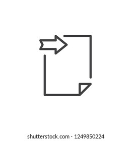 Login file document outline icon. linear style sign for mobile concept and web design. File with arrow simple line vector icon. Symbol, logo illustration. Pixel perfect vector graphics