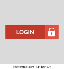 Login flat button on grey background. Vector illustration