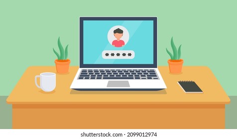Login flat icon - vector illustration . password, authentication, authorization, user, account, access, verification, laptop, computer, id, secure, flat icons .