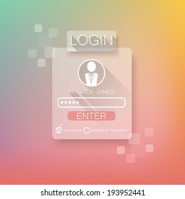 login form / blurry gentle colors / flat modern style