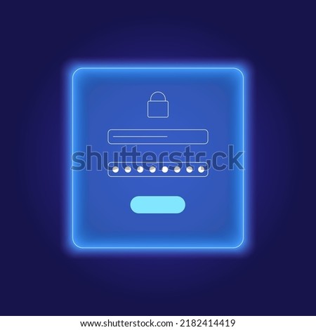 Login form concept. Personal data protection on computer or smartphone. Authorization procedure on site or application. Username and password page in neon graphic style flat vector illustration.
