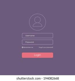 Login form. Flat design. Vector illustration