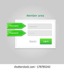 Login form - horizontal - in green