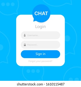 Login form icon. Login form page. Chat authorization. Vector illustration.