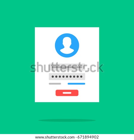 Login form icon. Login form page. Flat design vector icon