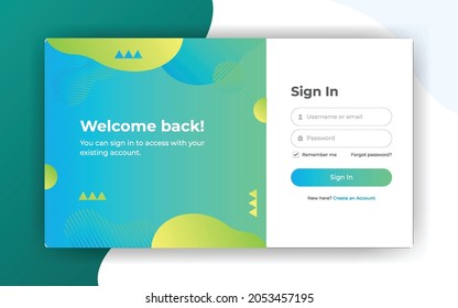 Login Form Landing Page Design Template Stock Vector Royalty Free Shutterstock